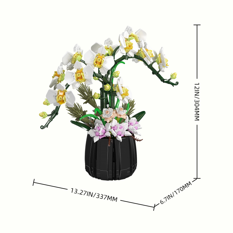 Size details of White Orchid Potted Plant