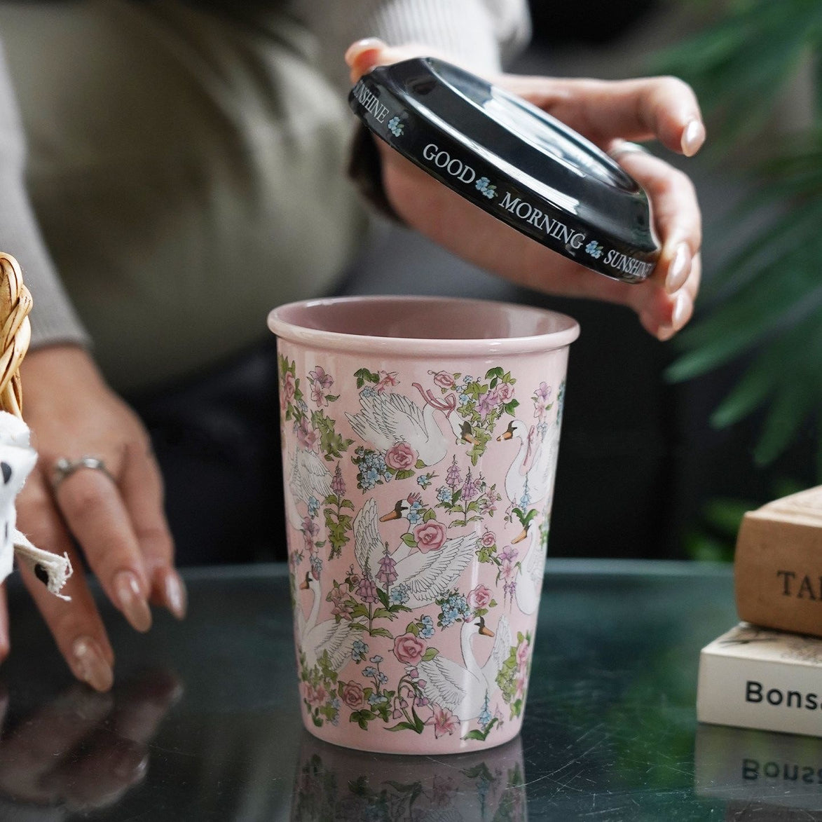 Floral Swan Cup