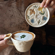 Hand-painted Bird & Floral Cup & Saucer