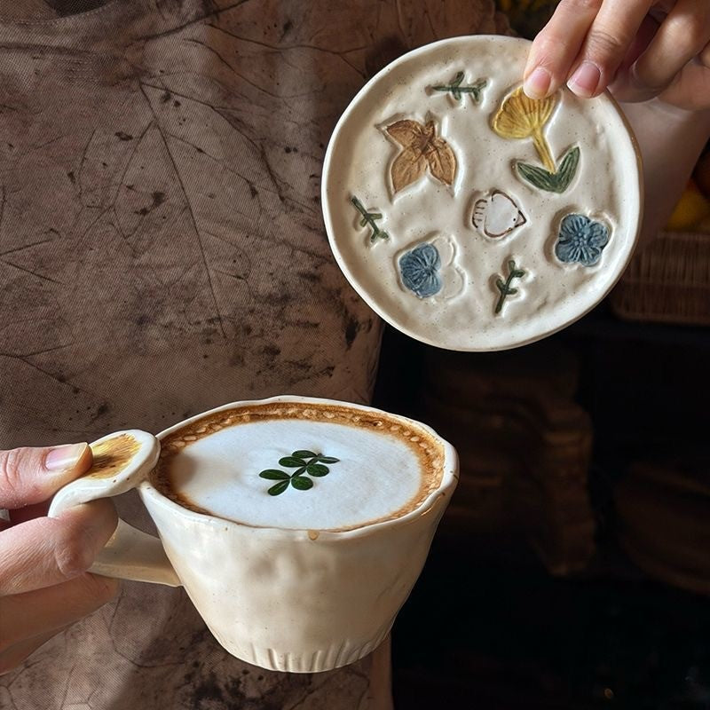 Hand-painted Bird & Floral Cup & Saucer