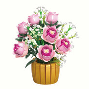 Front view of Pink Rose Potted Plant