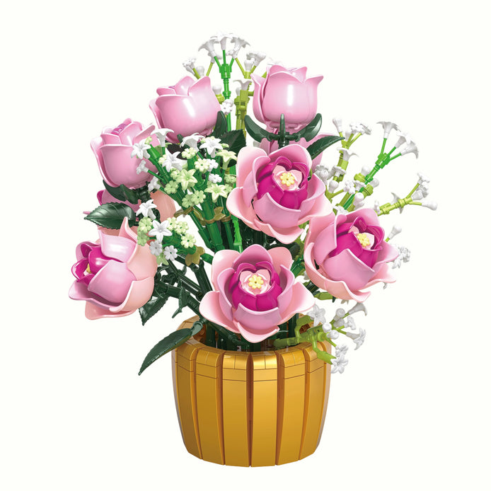 Front view of Pink Rose Potted Plant