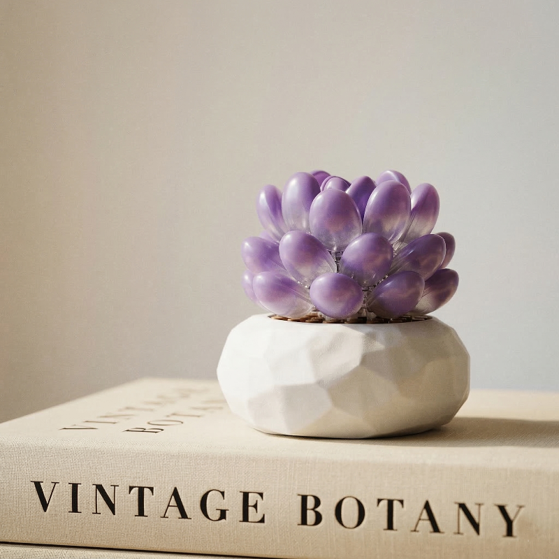 Mavirea purple cluster succulent block set displayed on a 